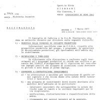 Raccomandata della FLM alla direzione della Giordani, 7 marzo 1977.
Associazione “P. Pedrelli”-Archivio Storico della Camera del Lavoro di Bologna, Fondo Fiom-Cgil Bologna