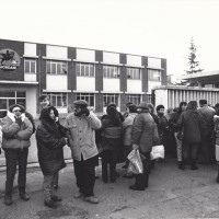 Presidio per il contratto dei metalmeccanici e contro i ventilati licenziamenti alla Giordani, 1 dicembre 1986.
Archivio fotografico Fiom-Cgil Bologna