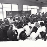 Assemblea aperta all’Arco contro il trasferimento a Zola Predosa, 7 febbraio 1980. Archivio fotografico Fiom-Cgil Bologna