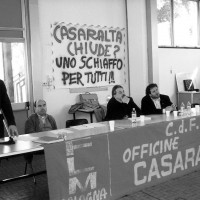Intervento di Maurizio Landini all’assemblea aperta alla cittadinanza durante l’occupazione della fabbrica, 1997.