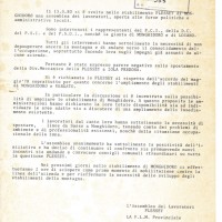 Comunicato dell’assemblea Arco di Monghidoro, 13 marzo 1980. Associazione “P. Pedrelli”-Archivio Storico della Camera del Lavoro di Bologna, Fondo Fiom-Cgil Bologna