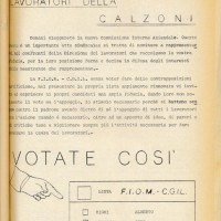 Comunicato Fiom-Cgil ai lavoratori Calzoni, 30 giugno 1968. Associazione “P. Pedrelli”-Archivio Storico della Camera del Lavoro di Bologna, Fondo Fiom-Cgil Bologna.