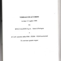 Verbale di accordo aziendale, 11 luglio 1989. Archivio Fiom-Cgil Bologna.